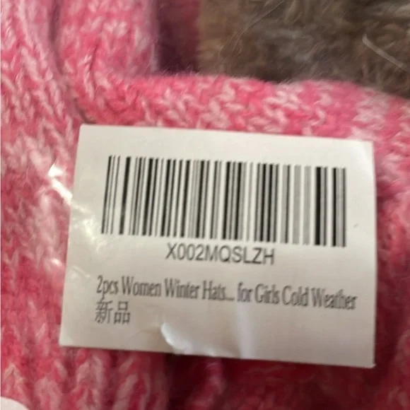 Pink Knit Hat and Mittens Set with Faux Fur Trim - Picture 6 of 6